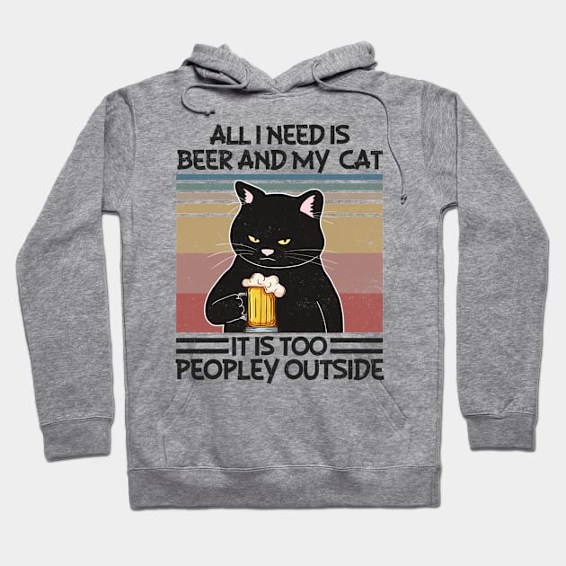 All I Need Is Beer And My Cat - Love Cats Hoodie by dashawncannonuzf